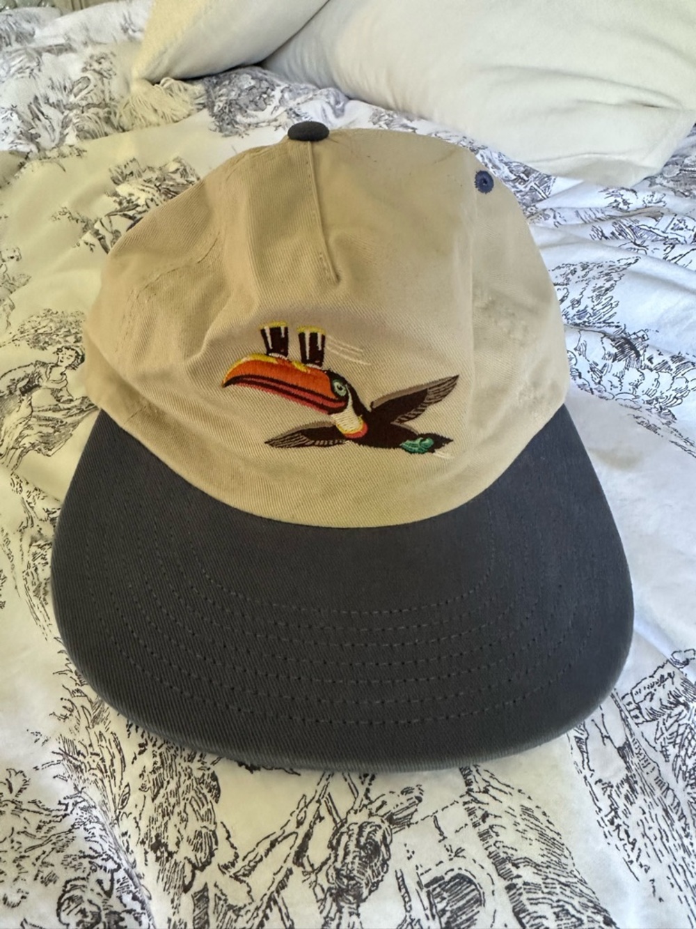 Embroidered Guinness Toucan Two-Tone Baseball Cap - Khaki & Stone Blue